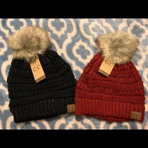 C.C Beanie with fur Pom